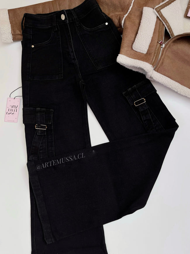 CARGO JEANS VALENCIA - NEGRO
