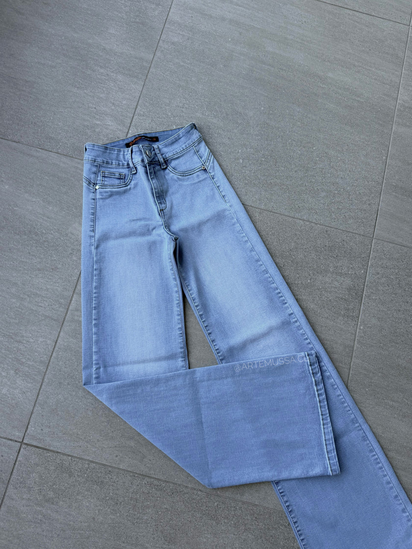 WIDE LEG TIRO MEDIO - CELESTE