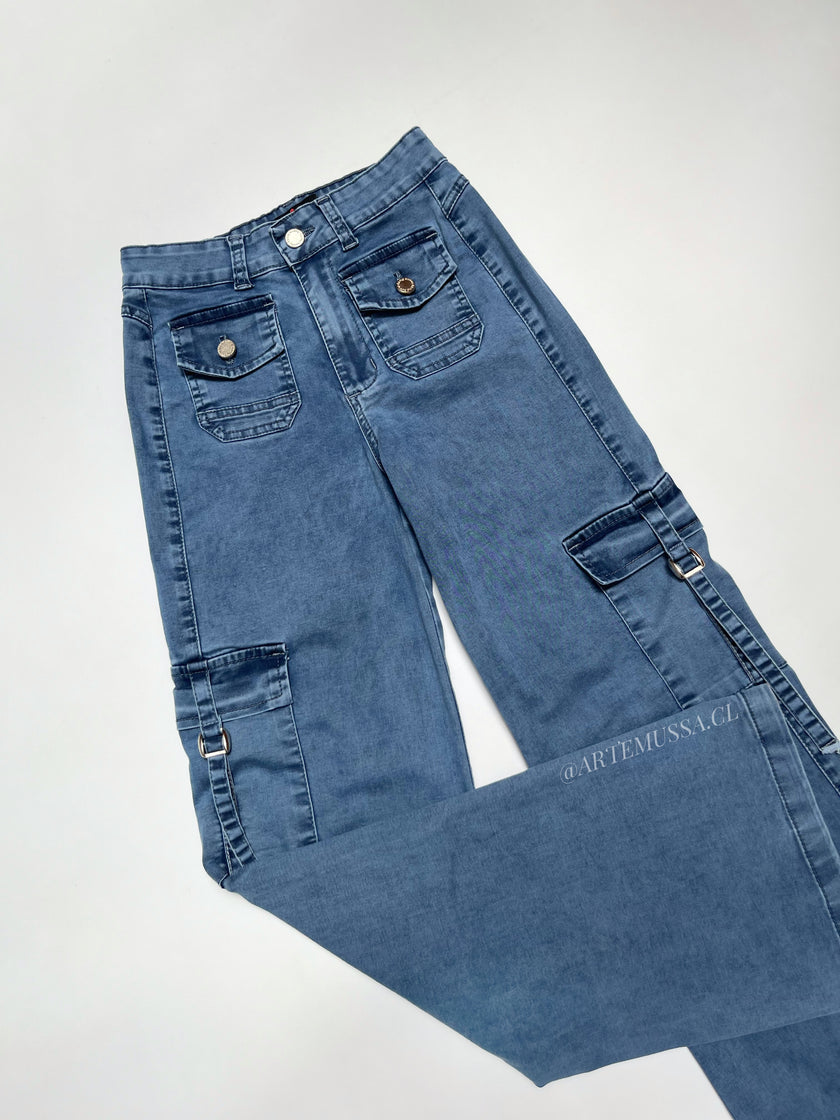 CARGO JEANS MADRID - CELESTE