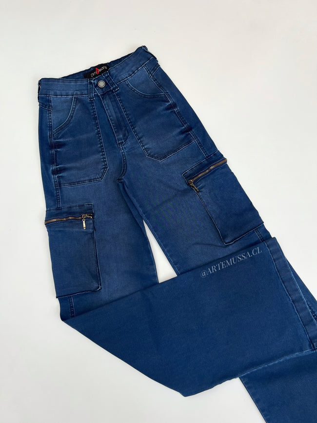 CARGO JEANS ITALIA - CELESTE OSCURO