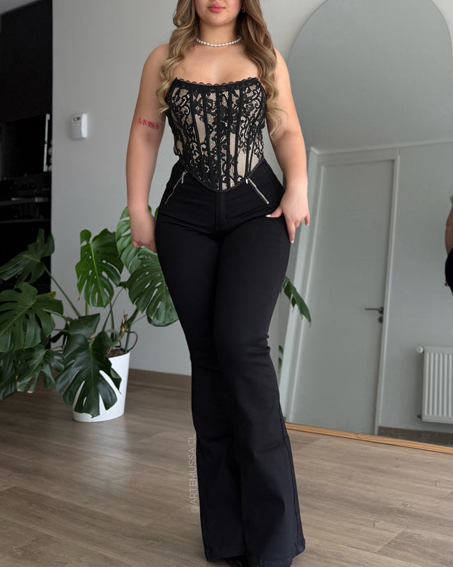 FLARE JEANS ICONIC - NEGRO