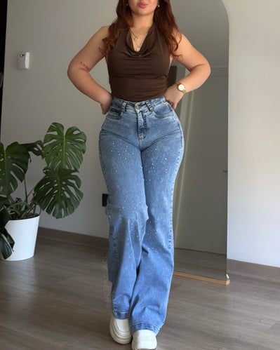 WIDE LEG GLOW (brillos) - CELESTE