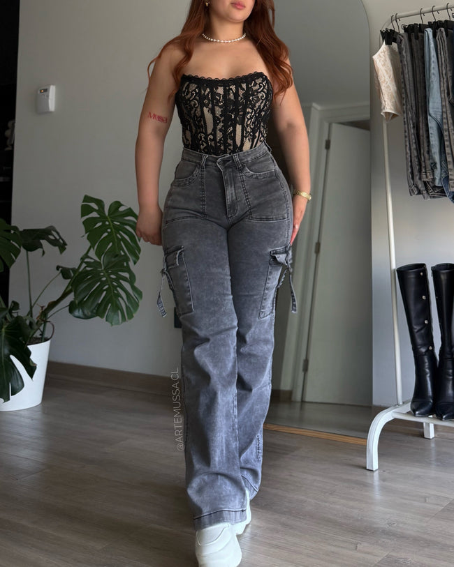 CARGO JEANS PARIS - GRIS