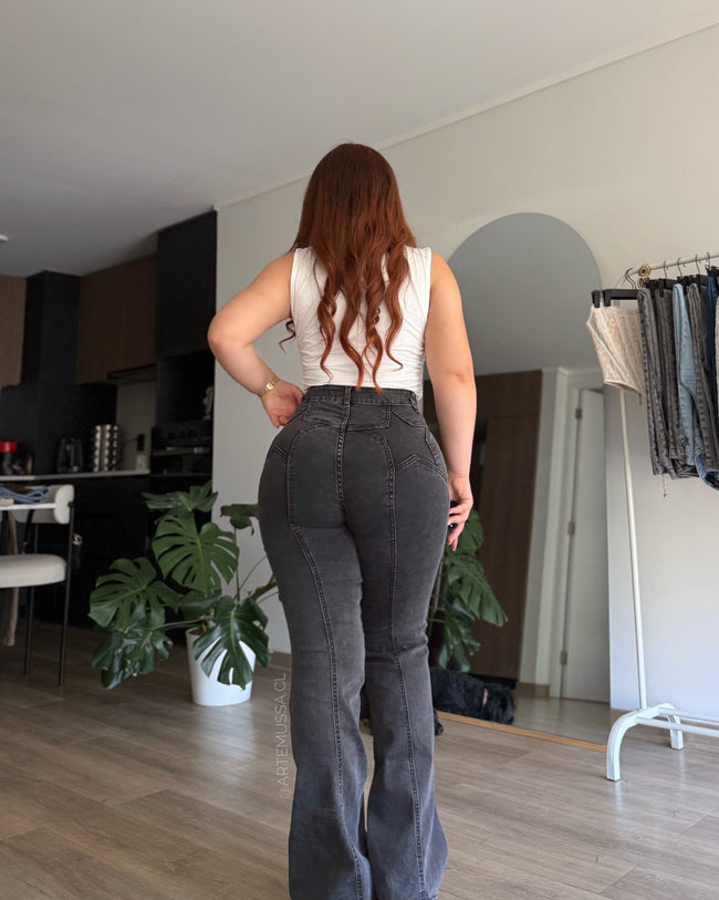 FLARE JEANS STELA - GRIS OSCURO